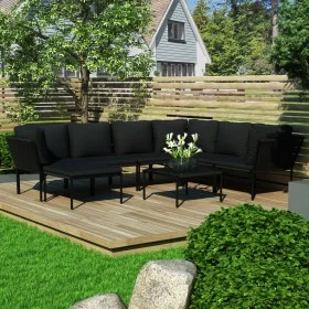 8-piece garden furniture set with black PVC cushions by vidaXL, Garden sets - Ref: Foro24-48592, Price: 797,16 €, Discount: %