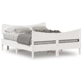Bed frame with white pine wood headboard 140x200 cm by , Beds and slatted bases - Ref: Foro24-3216382, Price: 213,95 €, Disco...