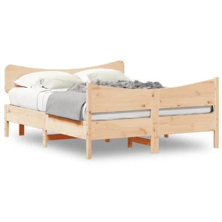 Estructura de cama con cabecero madera maciza pino 135x190 cm de , Camas y somieres - Ref: Foro24-3216396, Precio: 172,49 €, ...