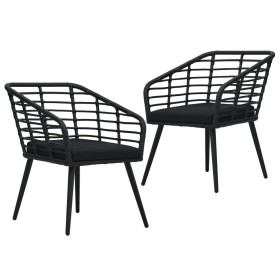 Sillas de jardín 2 unidades con cojines ratán sintético negro de vidaXL, Sillas de jardín - Ref: Foro24-48578, Precio: 159,94...