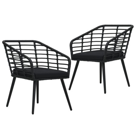 Gartenstühle 2 Einheiten mit schwarzen synthetischen Rattankissen von vidaXL, Gartenstühle - Ref: Foro24-48578, Preis: 159,94...