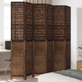 Dark brown paulownia wood 6-panel dividing screen by , Room dividers - Ref: Foro24-358716, Price: 196,52 €, Discount: %