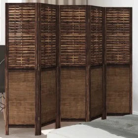 Dark brown paulownia wood 5-panel separator screen by , Room dividers - Ref: Foro24-358709, Price: 128,28 €, Discount: %