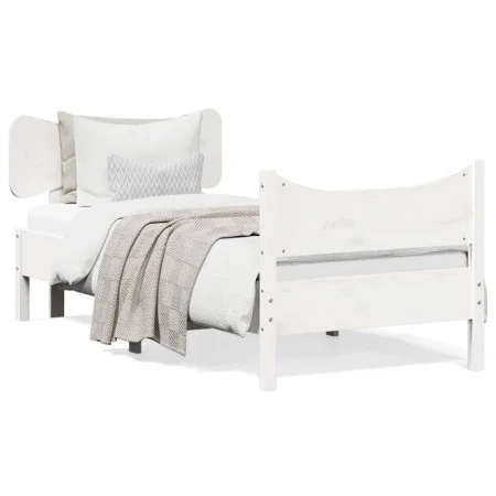 Bed frame with white pine wood headboard 75x190 cm by , Beds and slatted bases - Ref: Foro24-3216406, Price: 142,63 €, Discou...