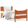 Bed frame with wax brown pine wood headboard 100x200 cm by , Beds and slatted bases - Ref: Foro24-3216389, Price: 166,68 €, D...