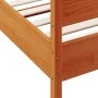 Bed frame with wax brown pine wood headboard 100x200 cm by , Beds and slatted bases - Ref: Foro24-3216389, Price: 166,68 €, D...