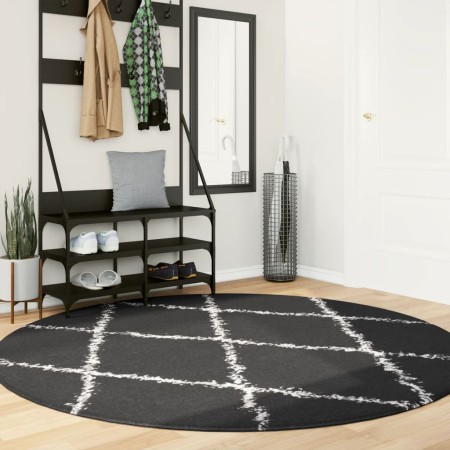 Modern high pile rug PAMPLONA black and cream Ø 200 cm by , Rugs - Ref: Foro24-375423, Price: 60,61 €, Discount: %
