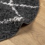 Modern high pile rug PAMPLONA black and cream Ø 200 cm by , Rugs - Ref: Foro24-375423, Price: 60,61 €, Discount: %