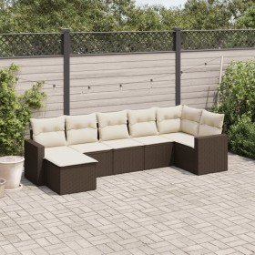 7-piece garden sofa set with brown PE rattan cushions by , Garden sets - Ref: Foro24-3219273, Price: 458,82 €, Discount: %