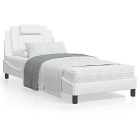 Bettgestell mit Kopfteil aus weißem Kunstleder 90x200cm von , Betten und Lattenroste - Ref: Foro24-3208069, Preis: 146,33 €, ...