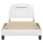 Bed frame with headboard white synthetic leather 90x200cm by , Beds and slatted bases - Ref: Foro24-3208069, Price: 144,41 €,...
