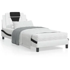 Black white synthetic leather headboard bed frame 90x200 cm by , Beds and slatted bases - Ref: Foro24-3208074, Price: 144,82 ...
