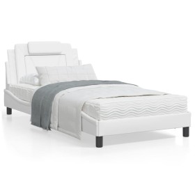 White synthetic leather headboard bed frame 100x200 cm by , Beds and slatted bases - Ref: Foro24-3208076, Price: 150,44 €, Di...