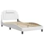 Estructura de cama cabecero cuero sintético blanco 100x200 cm de , Camas y somieres - Ref: Foro24-3208076, Precio: 148,23 €, ...