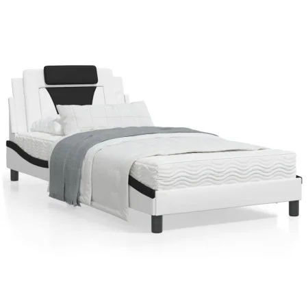 Bettgestell mit schwarz-weißem Kopfteil aus Kunstleder von , Betten und Lattenroste - Ref: Foro24-3208081, Preis: 144,93 €, R...