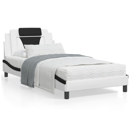 Bettgestell mit schwarz-weißem Kopfteil aus Kunstleder von , Betten und Lattenroste - Ref: Foro24-3208081, Preis: 147,23 €, R...