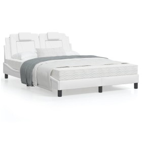 Bettgestell mit Kopfteil aus weißem Kunstleder, 120 x 200 cm von , Betten und Lattenroste - Ref: Foro24-3208083, Preis: 190,1...