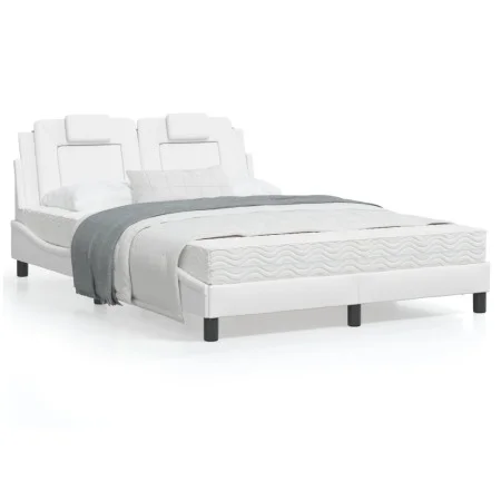 Estructura de cama cabecero cuero sintético blanco 120x200 cm de , Camas y somieres - Ref: Foro24-3208083, Precio: 187,11 €, ...