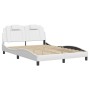 Estructura de cama cabecero cuero sintético blanco 120x200 cm de , Camas y somieres - Ref: Foro24-3208083, Precio: 197,22 €, ...