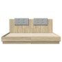 Sonoma oak engineered wood bed with headboard 200x200 cm by , Beds and slatted bases - Ref: Foro24-3209893, Price: 253,41 €, ...