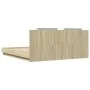 Sonoma oak engineered wood bed with headboard 200x200 cm by , Beds and slatted bases - Ref: Foro24-3209893, Price: 249,71 €, ...