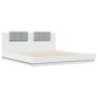 White engineered wood bed frame with headboard 200x200cm by , Beds and slatted bases - Ref: Foro24-3209891, Price: 232,15 €, ...