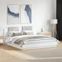 White engineered wood bed frame with headboard 200x200cm by , Beds and slatted bases - Ref: Foro24-3209891, Price: 228,99 €, ...