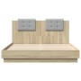 Bett aus Sonoma-Eichenholzwerkstoff mit Kopfteil 150 x 200 cm von , Betten und Lattenroste - Ref: Foro24-3209914, Preis: 178,...