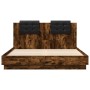 Smoked oak engineered wood bed with headboard 150x200 cm by , Beds and slatted bases - Ref: Foro24-3209916, Price: 178,89 €, ...