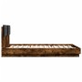 Smoked oak engineered wood bed with headboard 150x200 cm by , Beds and slatted bases - Ref: Foro24-3209916, Price: 178,89 €, ...