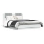 White engineered wood bed frame with headboard 135x190cm by , Beds and slatted bases - Ref: Foro24-3209954, Price: 170,26 €, ...