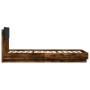 Smoked oak engineered wood bed with headboard 100x200 cm by , Beds and slatted bases - Ref: Foro24-3209937, Price: 152,00 €, ...