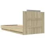 Sonoma oak engineered wood bed with headboard 100x200 cm by , Beds and slatted bases - Ref: Foro24-3209935, Price: 152,02 €, ...