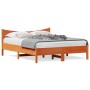 Bed frame with wax brown pine wood headboard 150x200 cm by , Beds and slatted bases - Ref: Foro24-3216368, Price: 203,30 €, D...