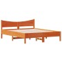 Bed frame with wax brown pine wood headboard 150x200 cm by , Beds and slatted bases - Ref: Foro24-3216368, Price: 203,30 €, D...