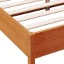 Bed frame with wax brown pine wood headboard 150x200 cm by , Beds and slatted bases - Ref: Foro24-3216368, Price: 200,75 €, D...
