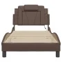 Estructura cama con luces LED cuero sintético marrón 90x200 cm de , Camas y somieres - Ref: Foro24-3213996, Precio: 159,88 €,...