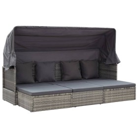Garden sunbed with gray synthetic rattan roof by vidaXL, Outdoor beds - Ref: Foro24-46158, Price: 510,03 €, Discount: %