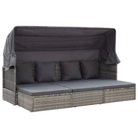 Garden sunbed with gray synthetic rattan roof by vidaXL, Outdoor beds - Ref: Foro24-46158, Price: 535,67 €, Discount: %