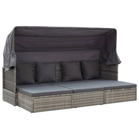 Garden sunbed with gray synthetic rattan roof by vidaXL, Outdoor beds - Ref: Foro24-46158, Price: 535,67 €, Discount: %