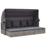 Gartenbett Sonnenliege mit synthetischem Rattandach grau von vidaXL, Betten im Freien - Ref: Foro24-46158, Preis: 535,67 €, R...