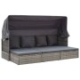 Tumbona cama jardín con techo ratán sintético gris de vidaXL, Camas para exteriores - Ref: Foro24-46158, Precio: 511,82 €, De...
