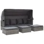 Garden sunbed with gray synthetic rattan roof by vidaXL, Outdoor beds - Ref: Foro24-46158, Price: 535,67 €, Discount: %