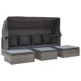 Tumbona cama jardín con techo ratán sintético gris de vidaXL, Camas para exteriores - Ref: Foro24-46158, Precio: 511,82 €, De...