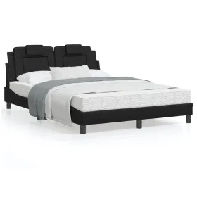 Bed frame with LED lights black synthetic leather 120x200 cm by , Beds and slatted bases - Ref: Foro24-3214008, Price: 197,59...