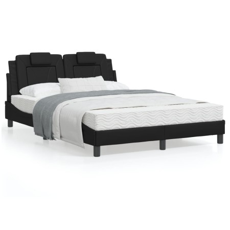 Bed frame with LED lights black synthetic leather 120x200 cm by , Beds and slatted bases - Ref: Foro24-3214008, Price: 197,28...