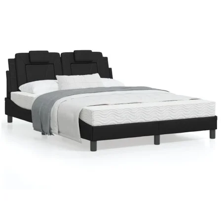 Bed frame with LED lights black synthetic leather 120x200 cm by , Beds and slatted bases - Ref: Foro24-3214008, Price: 197,59...