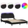 Bed frame with LED lights black synthetic leather 120x200 cm by , Beds and slatted bases - Ref: Foro24-3214008, Price: 197,59...