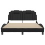 Bed frame with LED lights black synthetic leather 120x200 cm by , Beds and slatted bases - Ref: Foro24-3214008, Price: 197,28...