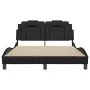 Bed frame with LED lights black synthetic leather 120x200 cm by , Beds and slatted bases - Ref: Foro24-3214008, Price: 197,59...